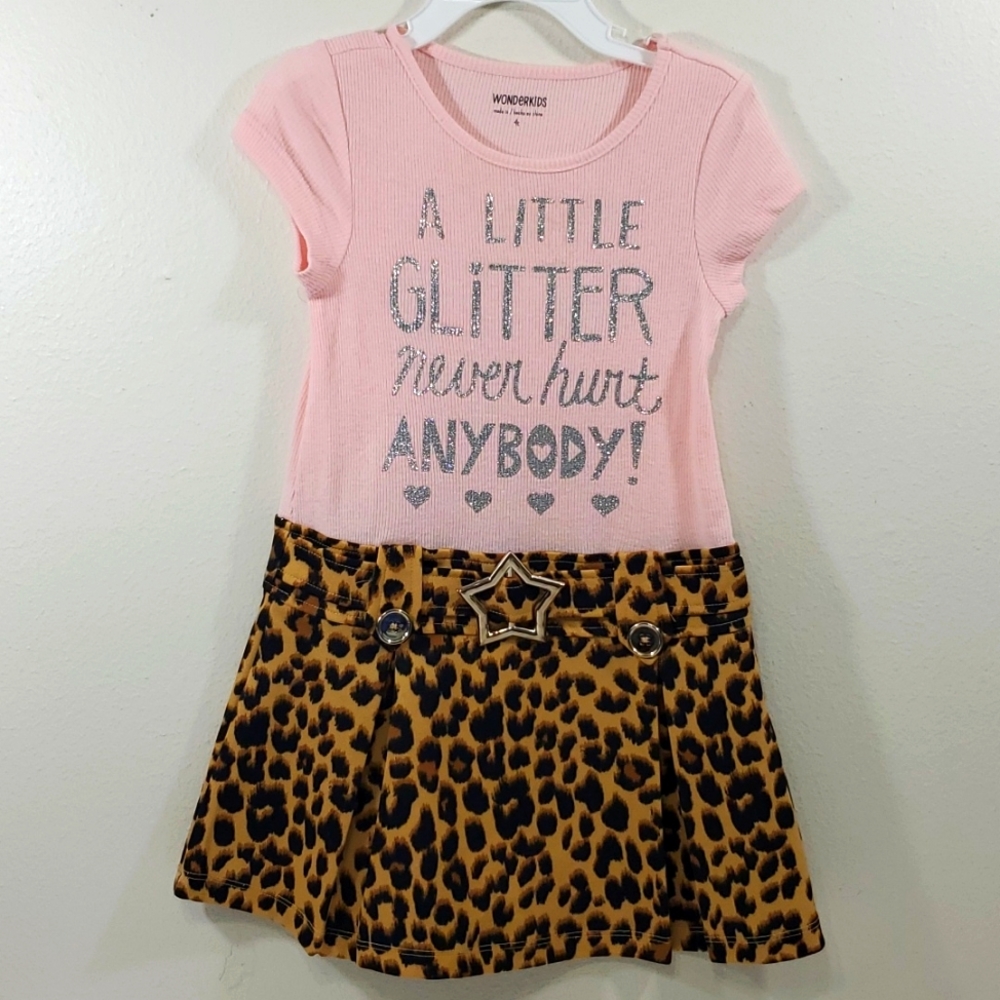 Wonder kids pink and leopard dress size 4T